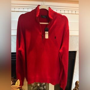 Polo Ralph Lauren Men's Zip Up Red Sweater - Size XL (NWT)